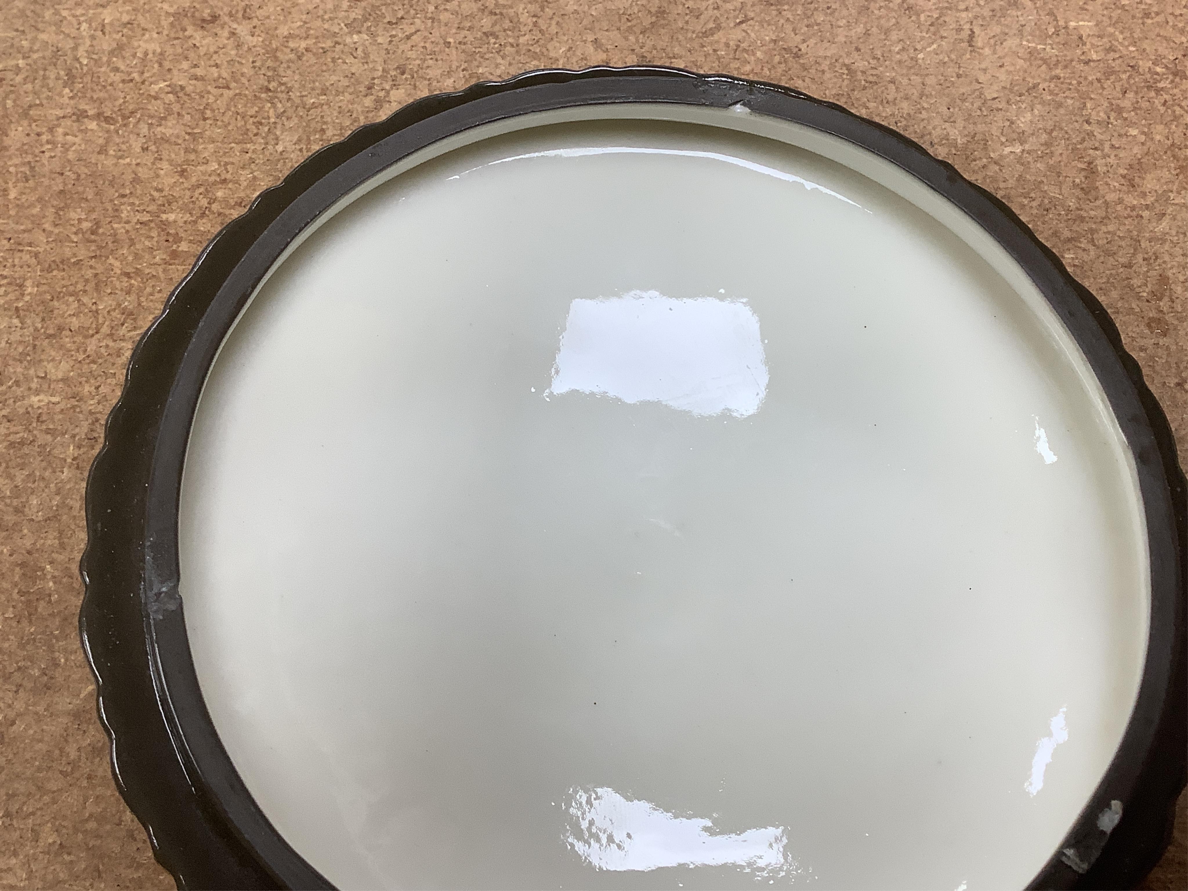 An English circular floral pate-sur-pate box and cover, 11.5cm